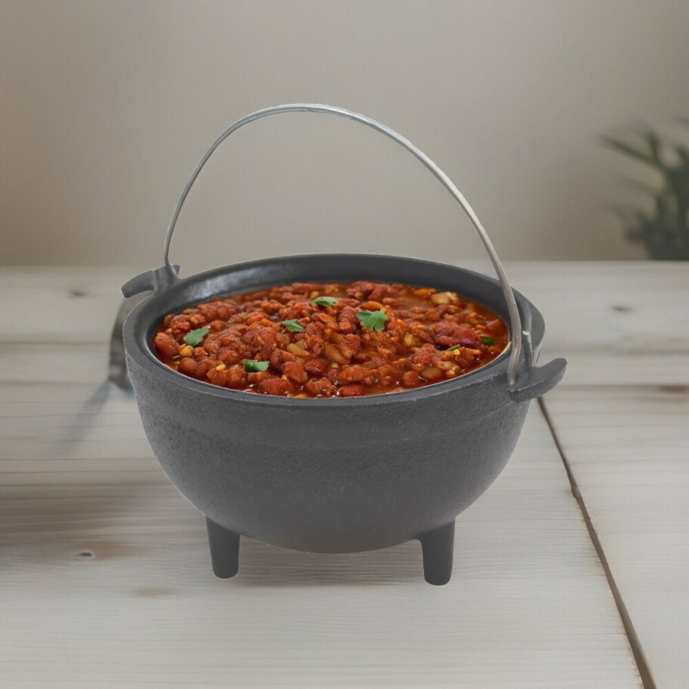 🔥TableCraft Products CW30151 Cast Iron Mini Round Kettle Server Black BNWT🔥